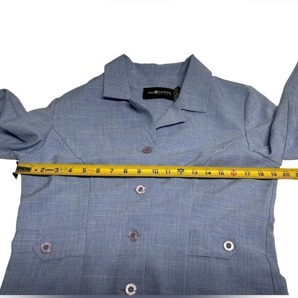 Vintage Sag Harbor Light Blue Suit Set Matching Blazer High Waisted Pants Suit - Picture 10 of 15